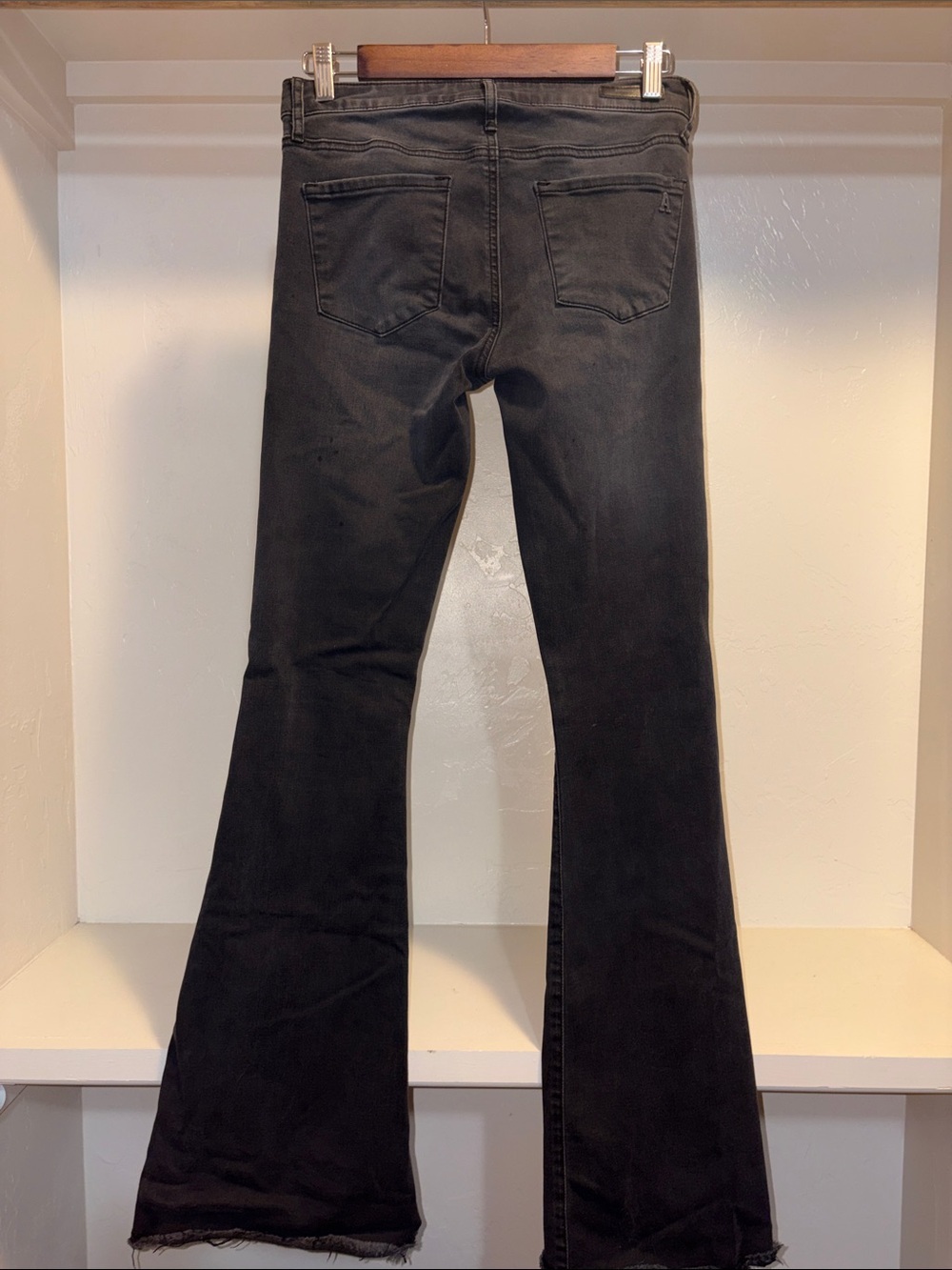 Articles Of Society Black Flared Jeans with Raw Hem